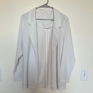 Lush Crepe Casual Blazer Jacket White